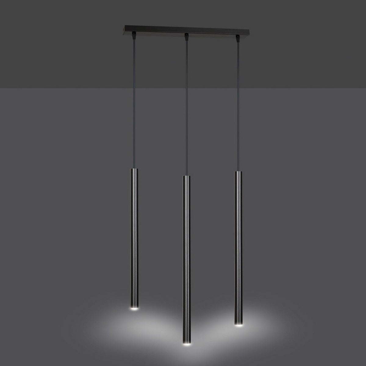 Lampada a Sospensione Selter, Nero, Acciaio, 45x120x6 cm, EPIKASA