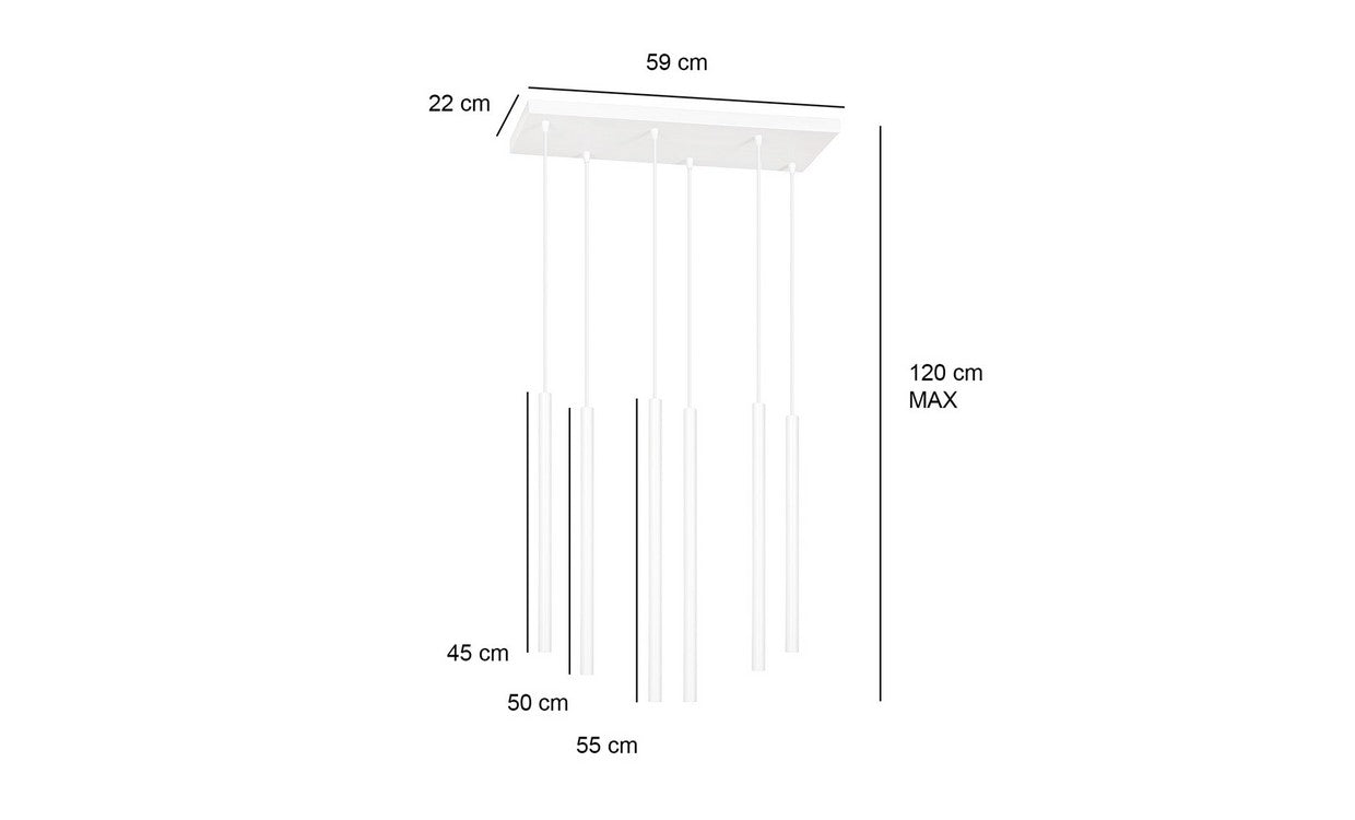 Lampada a Sospensione Selter, Bianco, Acciaio, 59x120x22 cm, EPIKASA