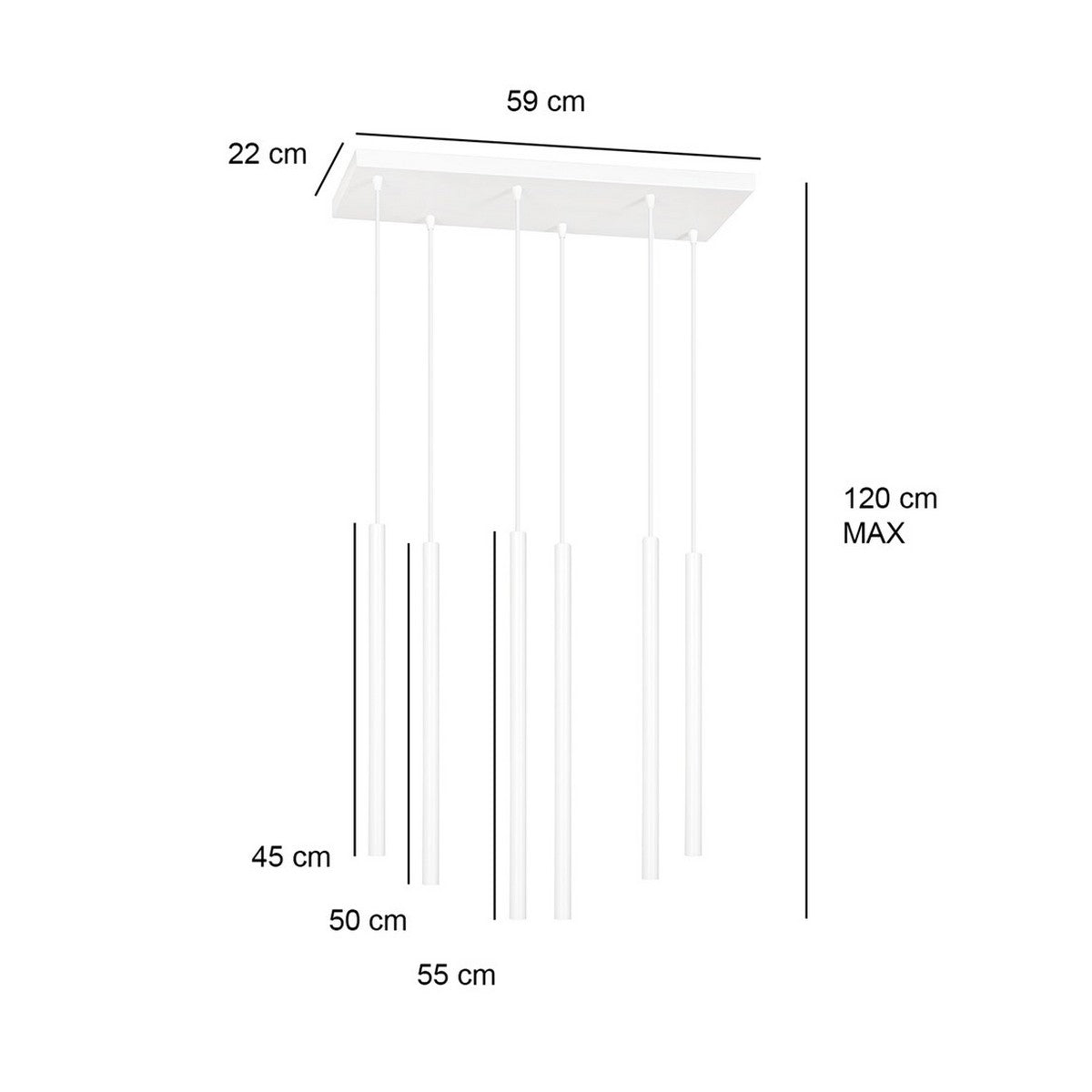 Lampada a Sospensione Selter, Bianco, Acciaio, 59x120x22 cm, EPIKASA