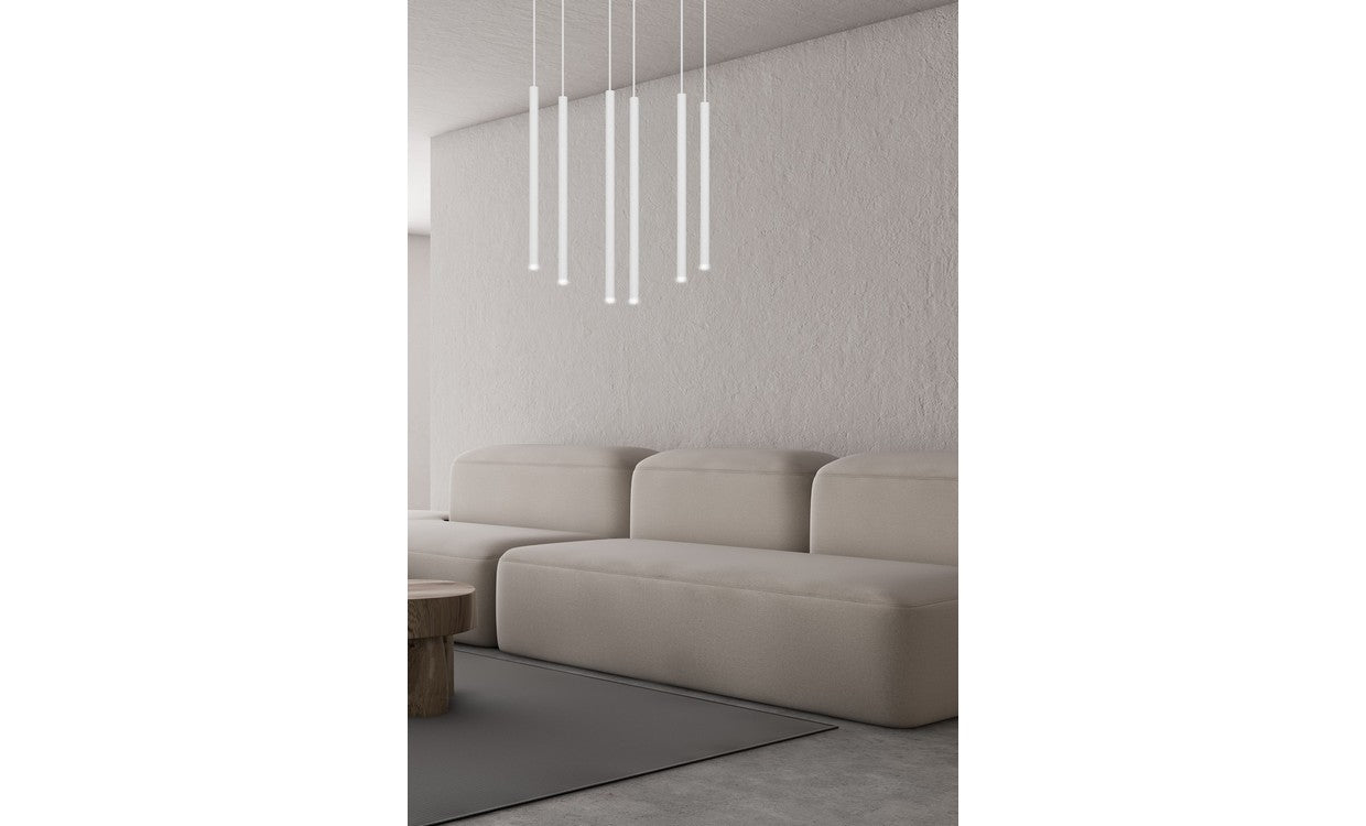 Lampada a Sospensione Selter, Bianco, Acciaio, 59x120x22 cm, EPIKASA