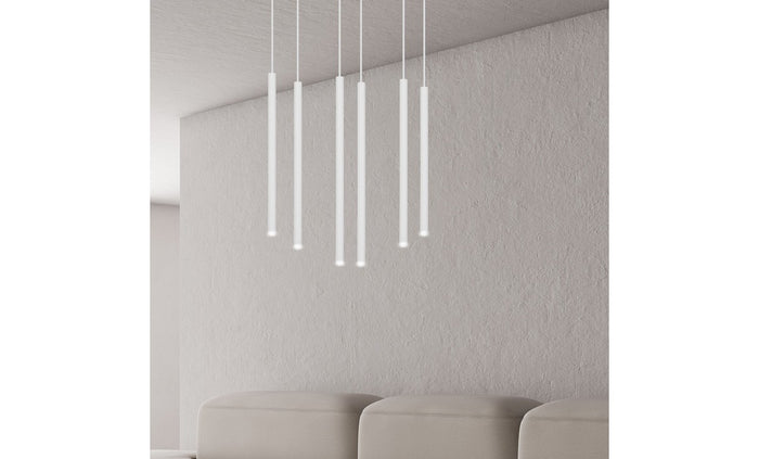 Lampada a Sospensione Selter, Bianco, Acciaio, 59x120x22 cm, EPIKASA