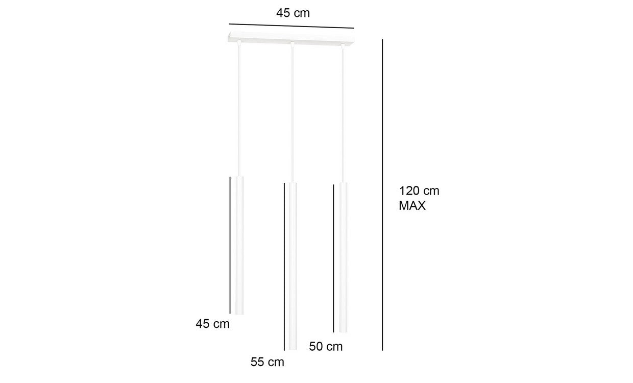 Lampada a Sospensione Selter, Bianco, Acciaio, 45x120x6 cm, EPIKASA