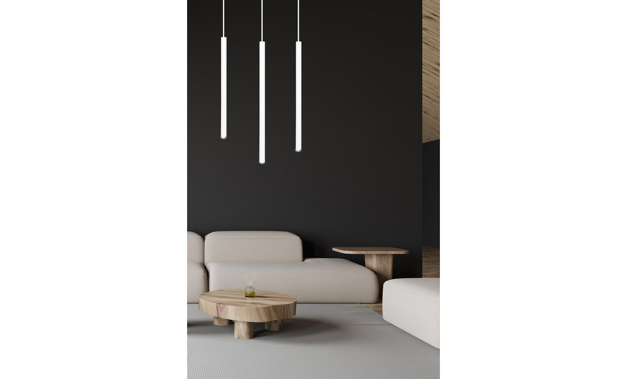 Lampada a Sospensione Selter, Bianco, Acciaio, 45x120x6 cm, EPIKASA