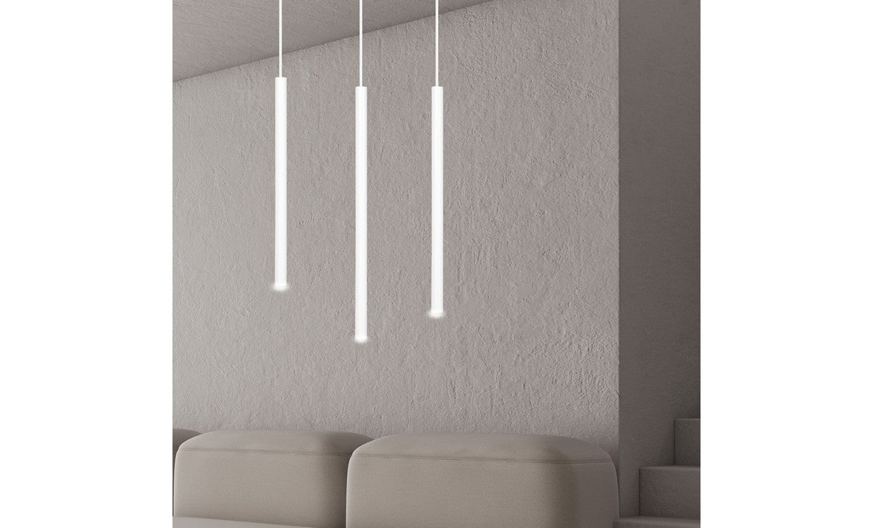 Lampada a Sospensione Selter, Bianco, Acciaio, 45x120x6 cm, EPIKASA