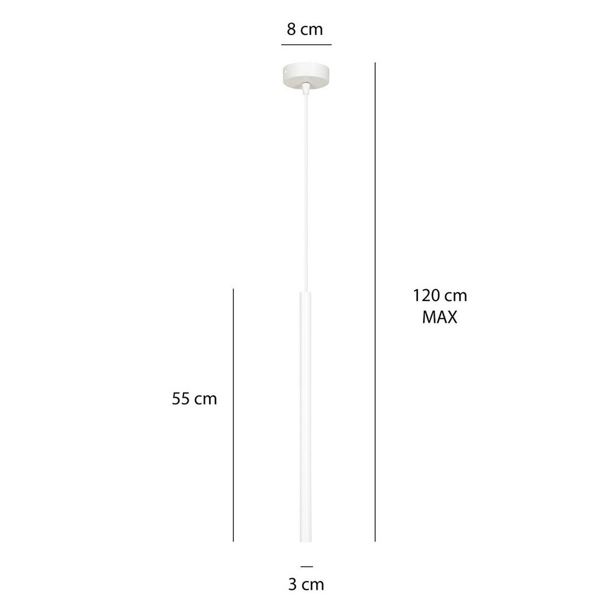 Lampada a Sospensione Selter, Bianco, Acciaio, 8x120x8 cm, EPIKASA