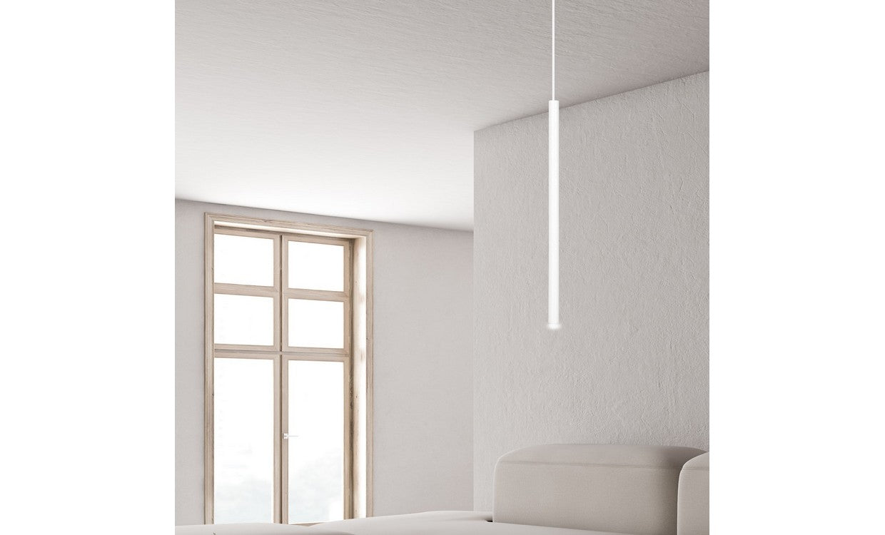 Lampada a Sospensione Selter, Bianco, Acciaio, 8x120x8 cm, EPIKASA