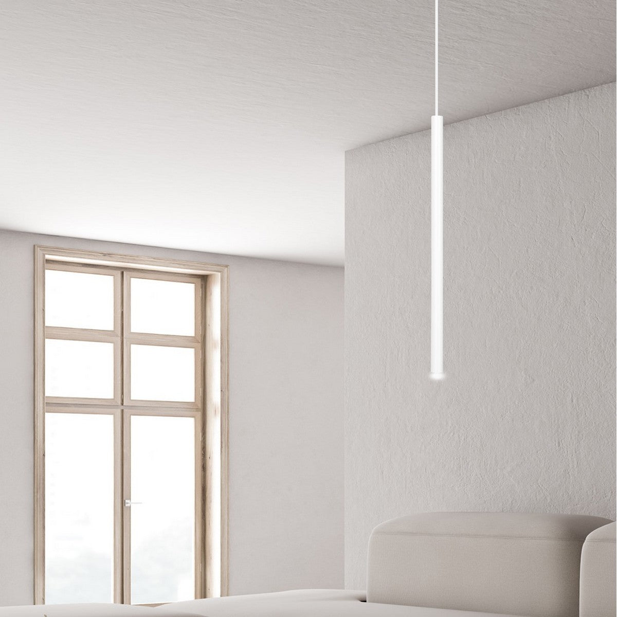 Lampada a Sospensione Selter, Bianco, Acciaio, 8x120x8 cm, EPIKASA