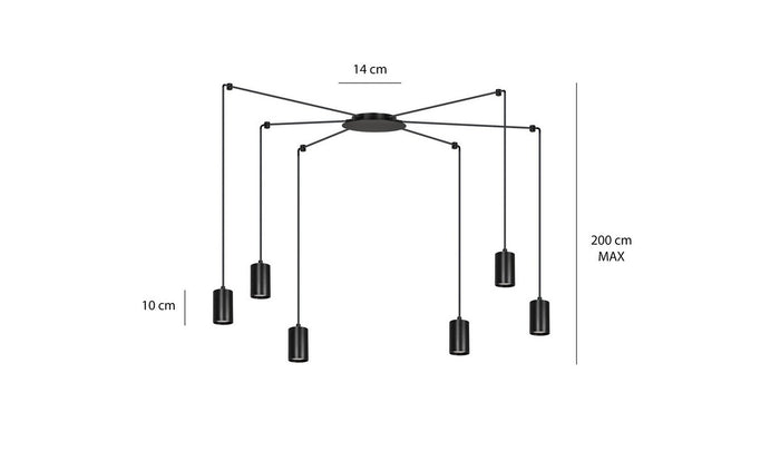 Lampada a Sospensione Traker, Nero, Acciaio, 300x300x14 cm, EPIKASA