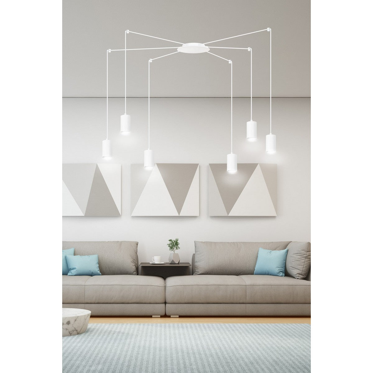 Lampada a Sospensione Traker, Bianco, Acciaio, 300x300x14 cm, EPIKASA