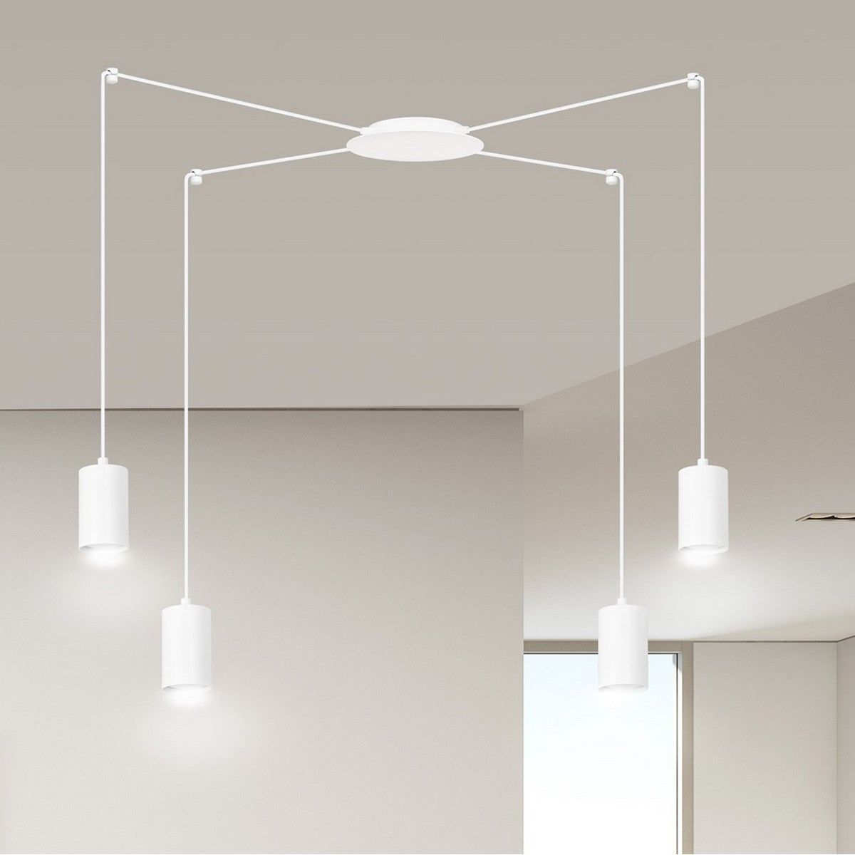 Lampada a Sospensione Traker, Bianco, Acciaio, 300x300x14 cm, EPIKASA