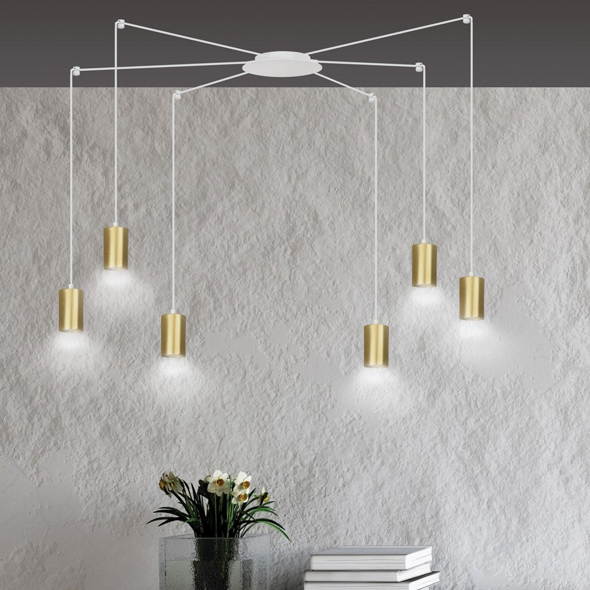 Lampada a Sospensione Traker, Bianco, Acciaio, 300x300x14 cm, EPIKASA