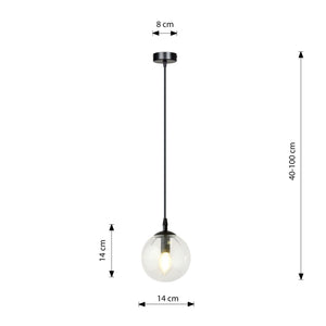 Lampada a Sospensione Cosmo, Nero, Acciaio, 12x100x8 cm, EPIKASA