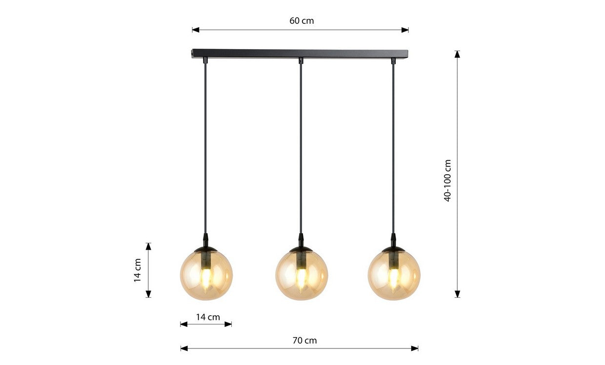 Lampada a Sospensione Cosmo, Ambra, Acciaio, 70x100x14 cm, EPIKASA