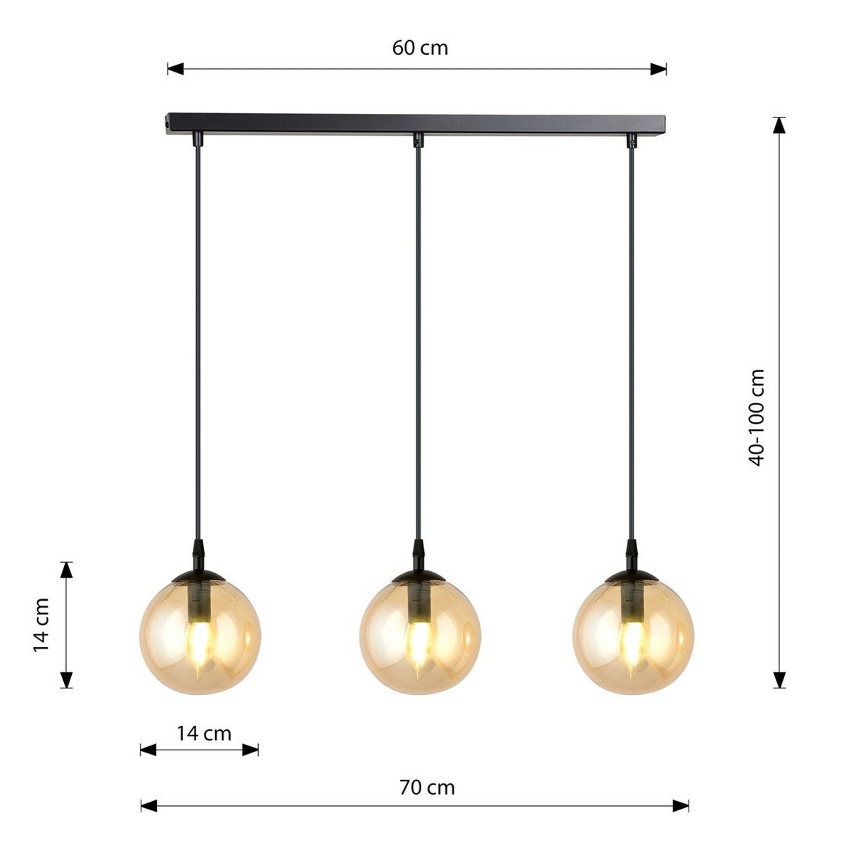 Lampada a Sospensione Cosmo, Ambra, Acciaio, 70x100x14 cm, EPIKASA