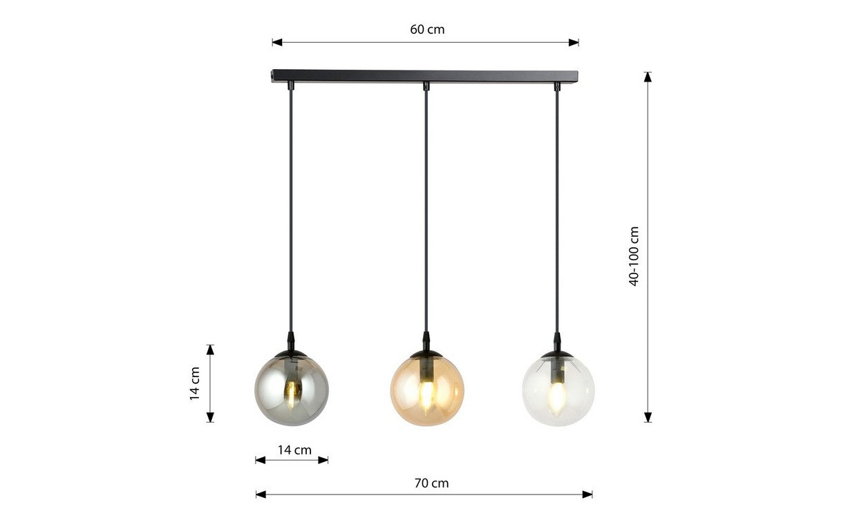 Lampada a Sospensione Cosmo, Nero, Acciaio, 40x100x40 cm, EPIKASA