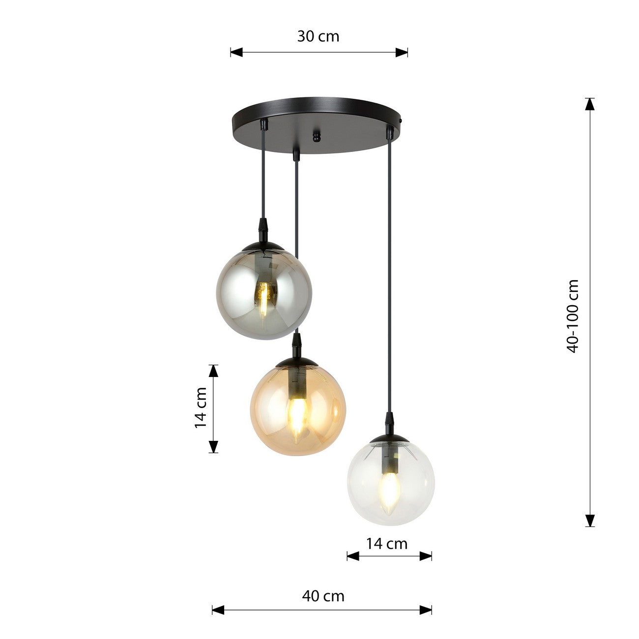 Lampada a Sospensione Cosmo, Nero, Acciaio, 40x100x40 cm, EPIKASA