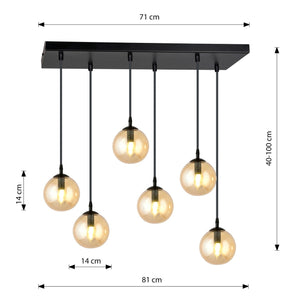 Lampada a Sospensione Cosmo, Ambra, Acciaio, 65x120x22 cm, EPIKASA