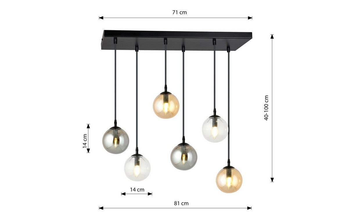 Lampada a Sospensione Cosmo, Ambra, Acciaio, 65x120x22 cm, EPIKASA