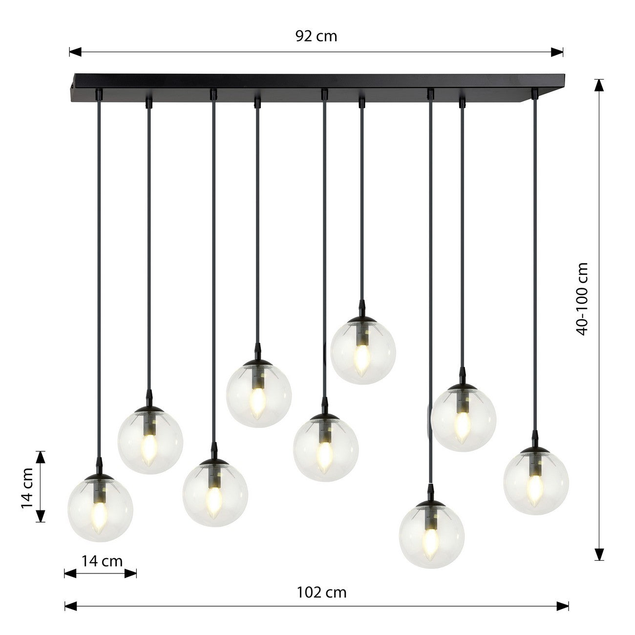 Lampada a Sospensione Cosmo, Nero, Acciaio, 104x120x22 cm, EPIKASA