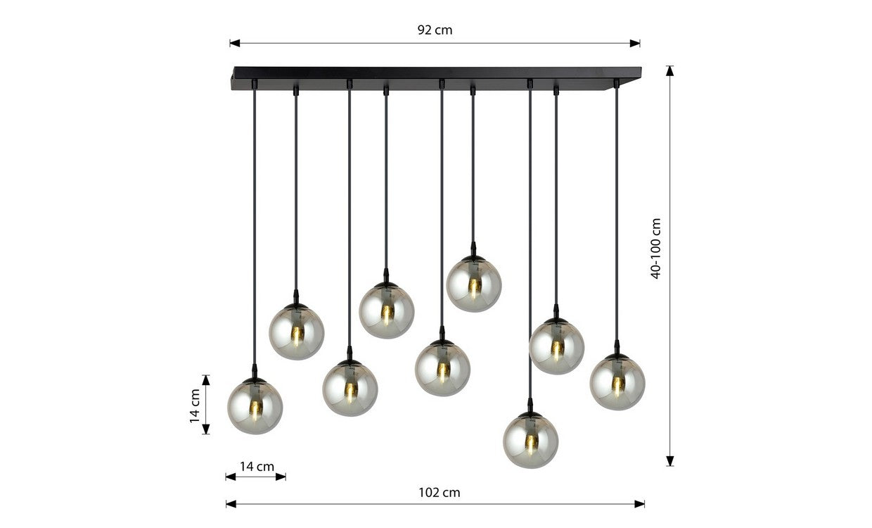 Lampada a Sospensione Cosmo, Nero, Acciaio, 104x120x22 cm, EPIKASA