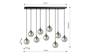 Lampada a Sospensione Cosmo, Nero, Acciaio, 104x120x22 cm, EPIKASA