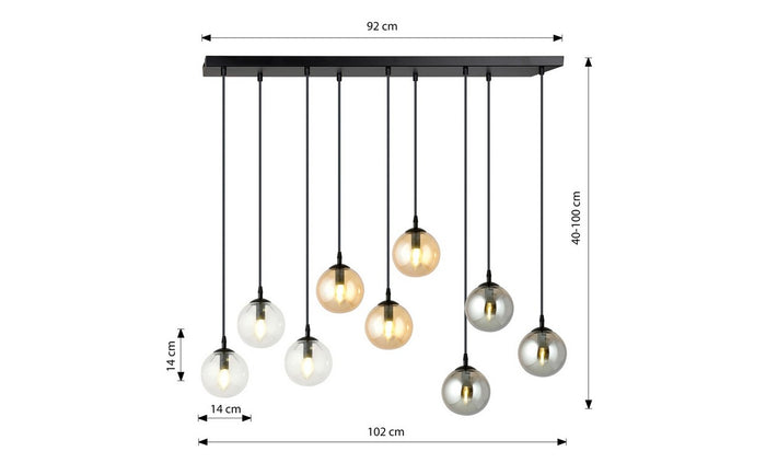 Lampada a Sospensione Cosmo, Ambra, Acciaio, 104x120x22 cm, EPIKASA