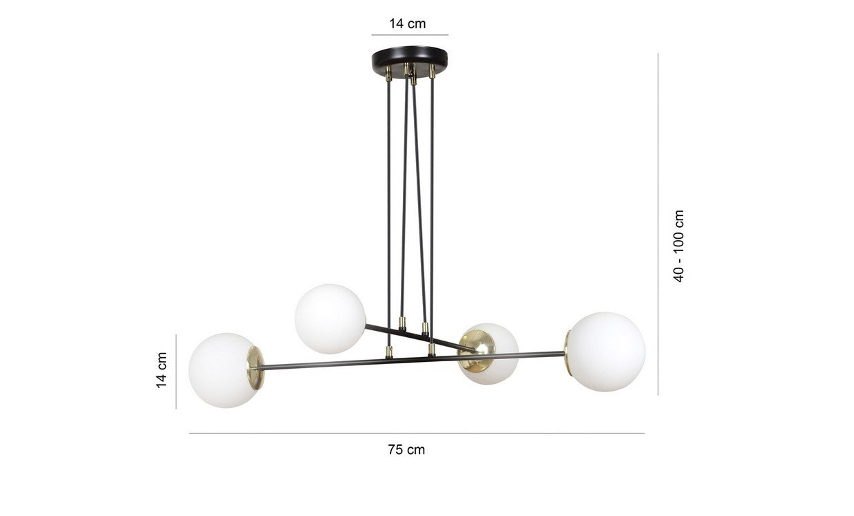 Lampada a Sospensione Ognis, Nero, Acciaio, 75x100x75 cm, EPIKASA