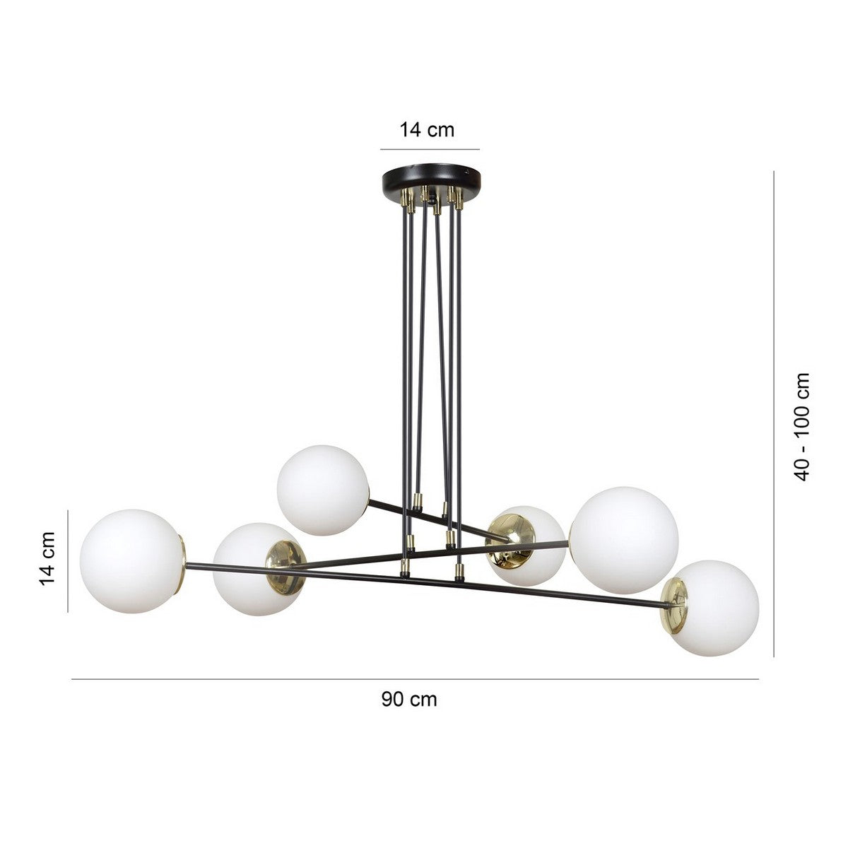 Lampada a Sospensione Ognis, Nero, Acciaio, 90x100x75 cm, EPIKASA