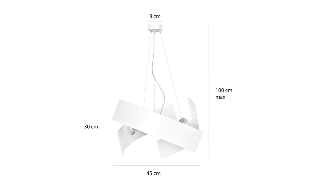 Lampada a Sospensione Modo, Bianco, Acciaio, 45x100x45 cm, EPIKASA