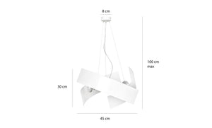 Lampada a Sospensione Modo, Bianco, Acciaio, 45x100x45 cm, EPIKASA