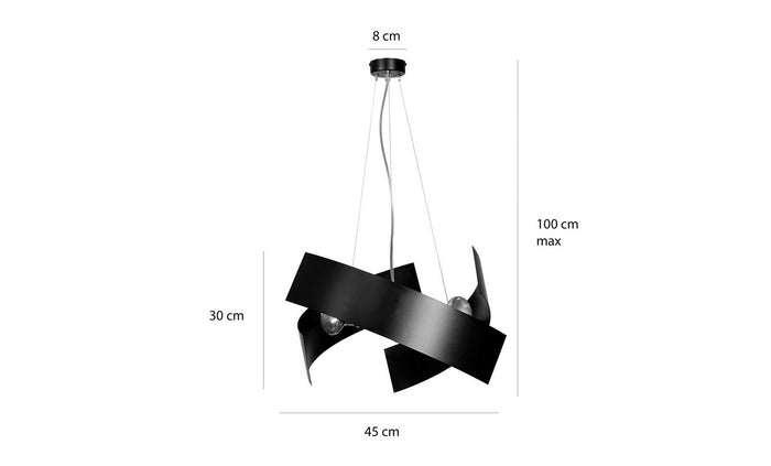 Lampada a Sospensione Modo, Nero, Acciaio, 45x100x45 cm, EPIKASA