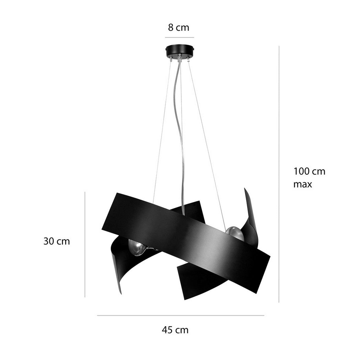 Lampada a Sospensione Modo, Nero, Acciaio, 45x100x45 cm, EPIKASA