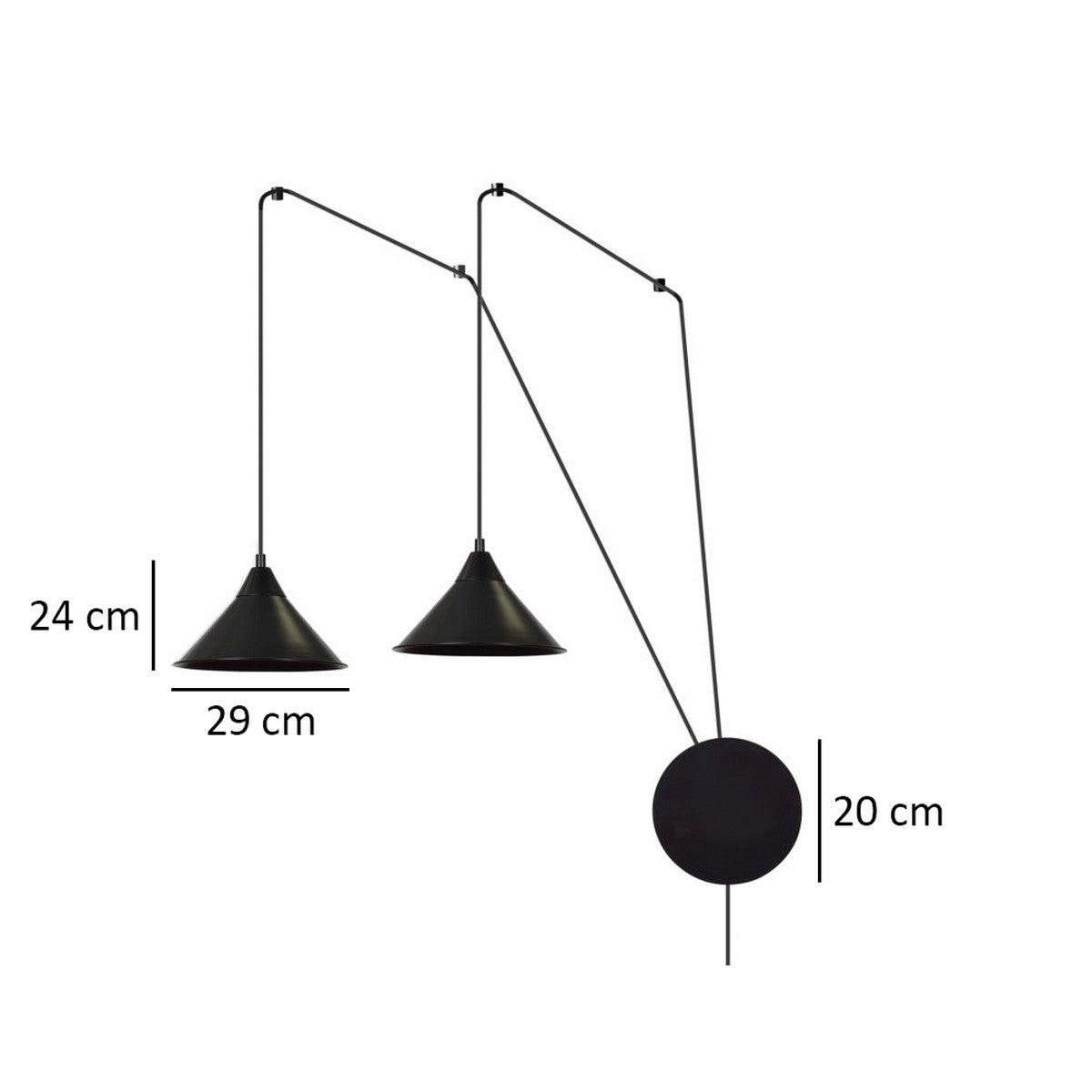 Lampada a Sospensione Abramo, Nero, Acciaio, 400x400x60 cm, EPIKASA