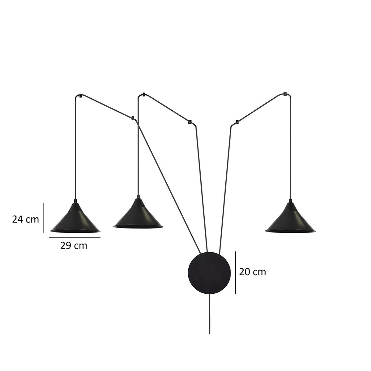 Lampada a Sospensione Abramo, Nero, Acciaio, 400x400x60 cm, EPIKASA