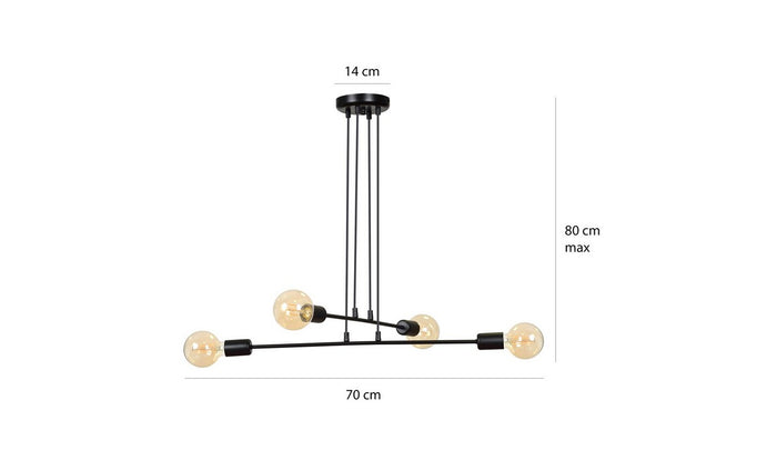 Lampada a Sospensione Multiplo, Nero, Acciaio, 70x100x70 cm, EPIKASA