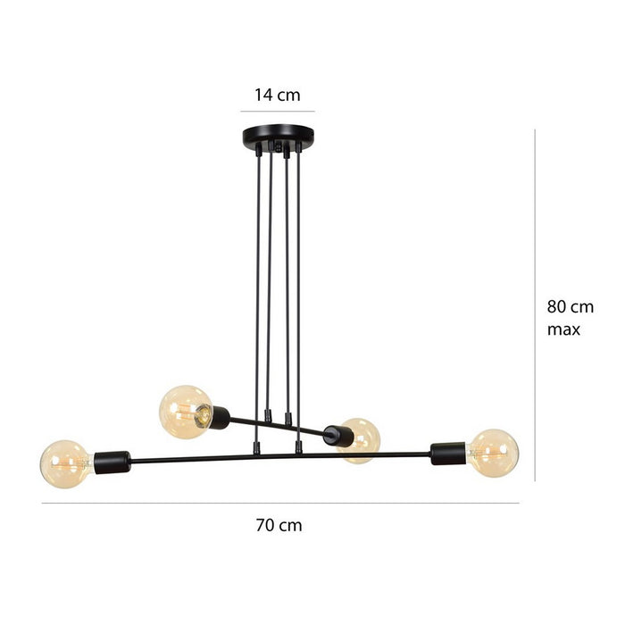 Lampada a Sospensione Multipo, Nero, Acciaio, 70x100x70 cm, EPIKASA