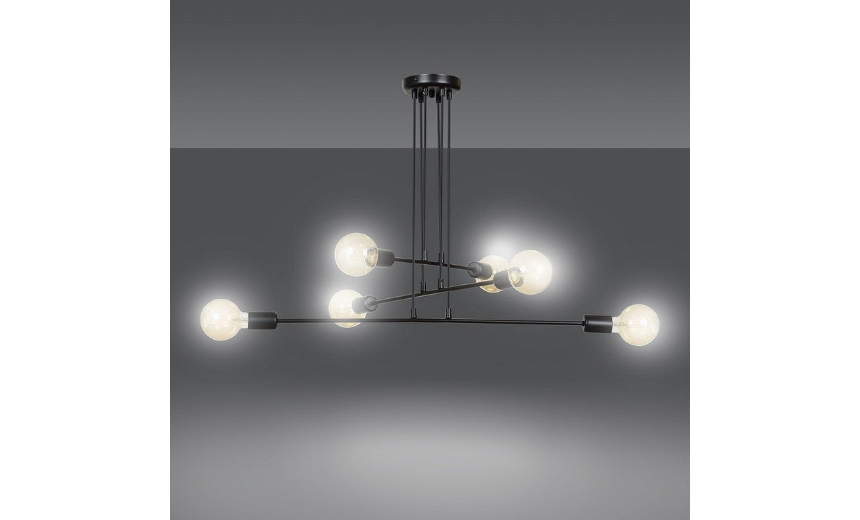 Lampada a Sospensione Multiplo, Nero, Acciaio, 84x100x84 cm, EPIKASA