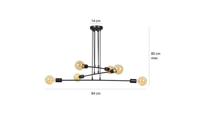 Lampada a Sospensione Multiplo, Nero, Acciaio, 84x100x84 cm, EPIKASA