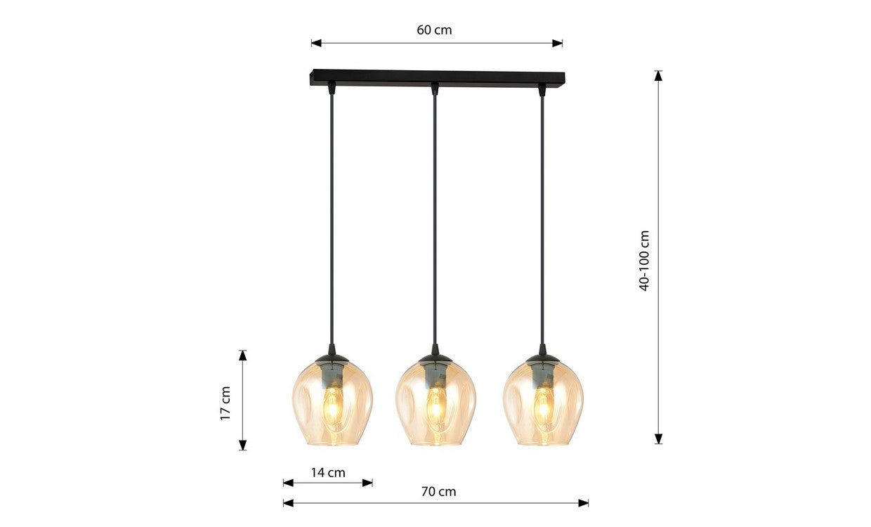 Lampada a Sospensione Istar, Ambra, Acciaio, 70x100x14 cm, EPIKASA