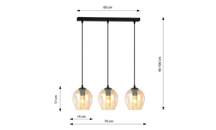 Lampada a Sospensione Istar, Ambra, Acciaio, 70x100x14 cm, EPIKASA