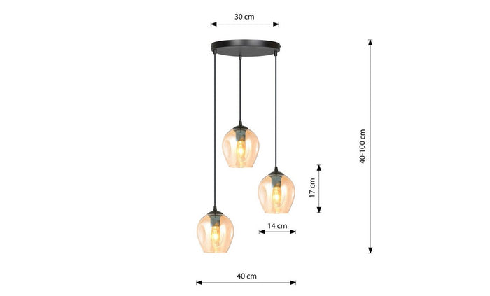 Lampada a Sospensione Istar, Ambra, Acciaio, 40x100x40 cm, EPIKASA