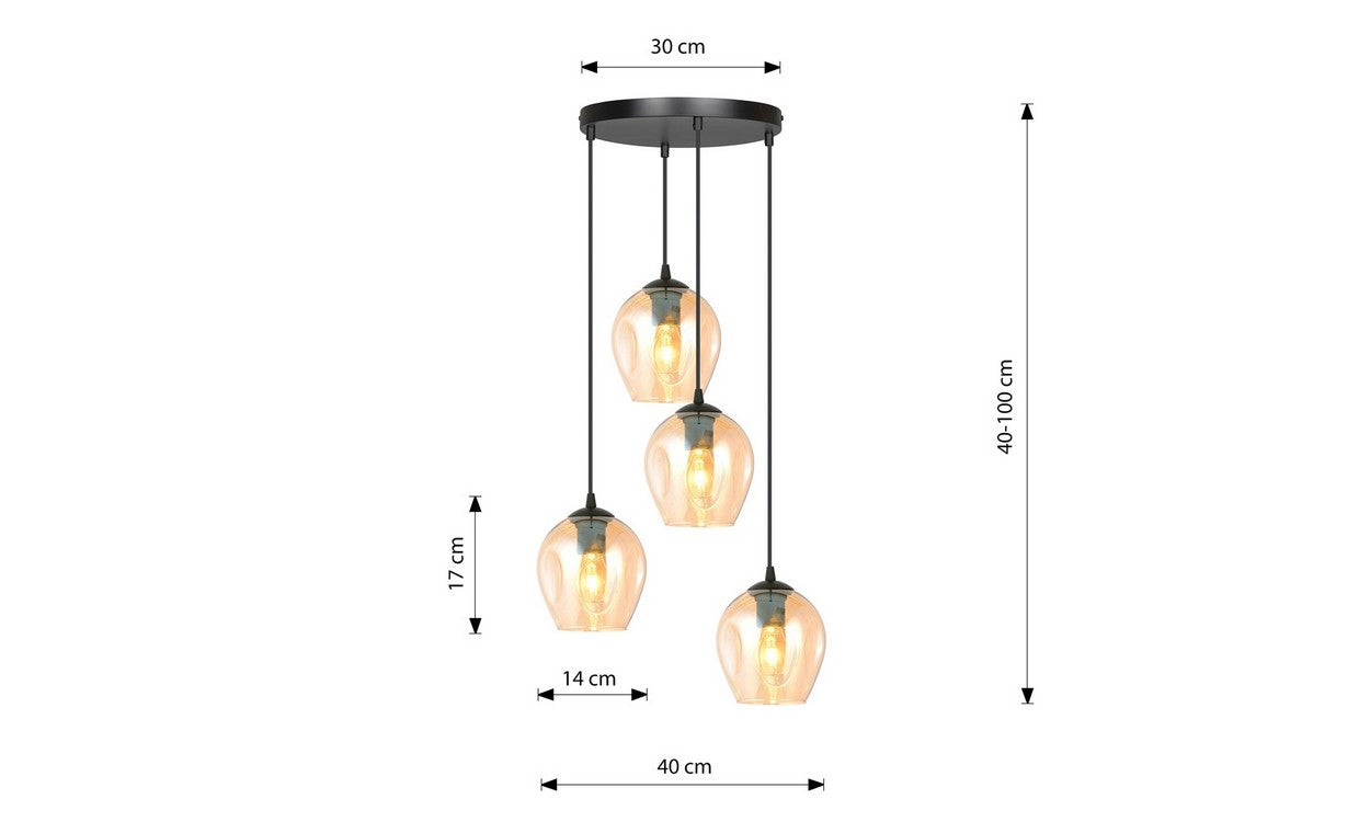 Lampada a Sospensione Istar, Ambra, Acciaio, 40x100x40 cm, EPIKASA