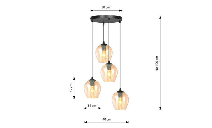 Lampada a Sospensione Istar, Ambra, Acciaio, 40x100x40 cm, EPIKASA