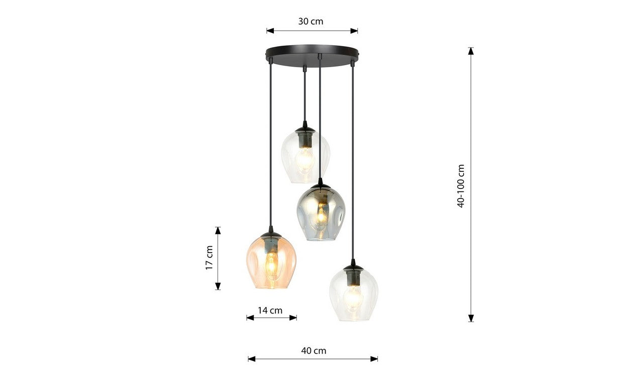 Lampada a Sospensione Istar, Nero, Acciaio, 40x100x40 cm, EPIKASA