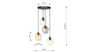 Lampada a Sospensione Istar, Nero, Acciaio, 40x100x40 cm, EPIKASA