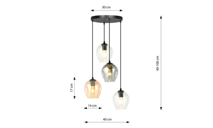 Lampada a Sospensione Istar, Nero, Acciaio, 40x100x40 cm, EPIKASA