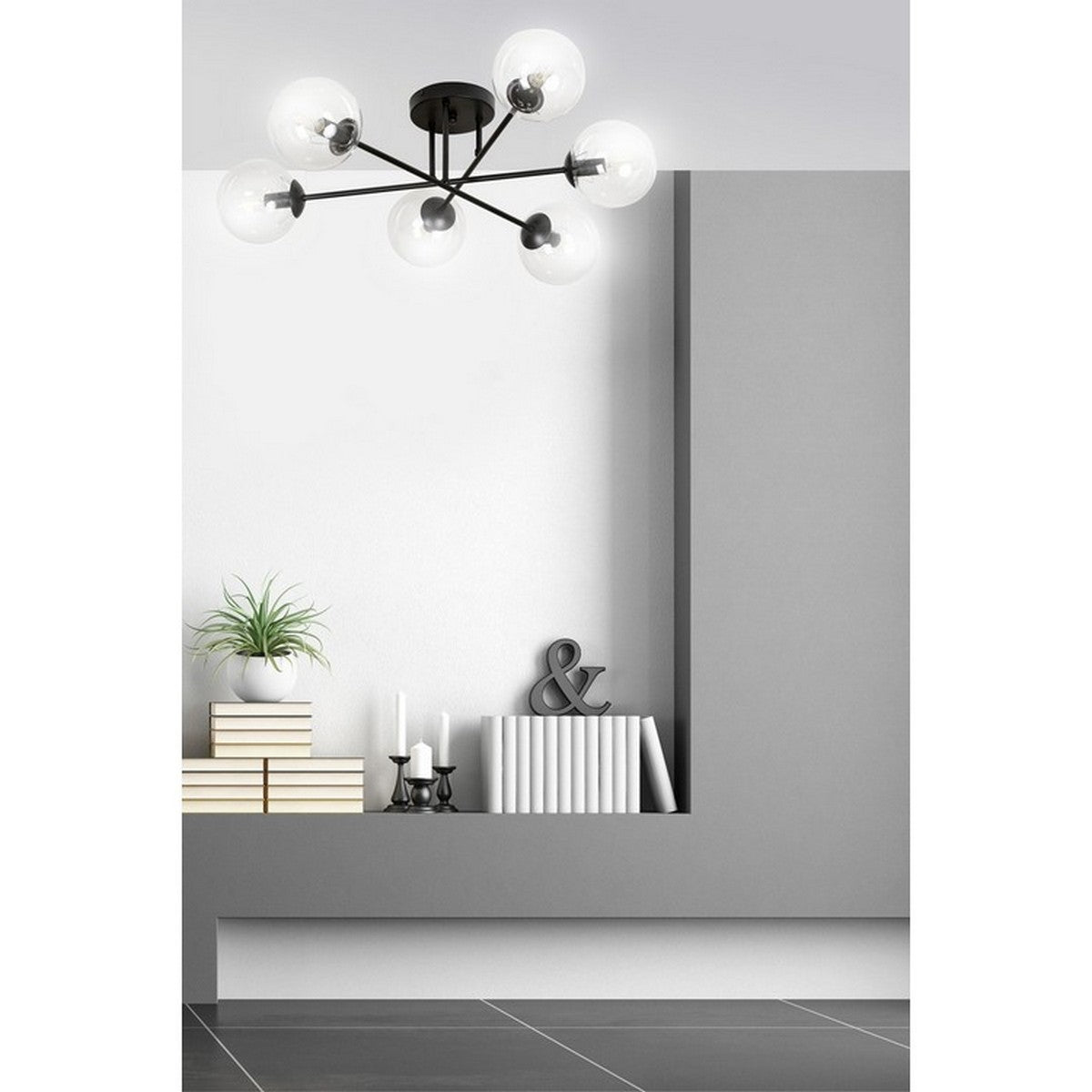 Lampada a Soffitto Brendi, Nero, Acciaio, 75x26x75 cm, EPIKASA