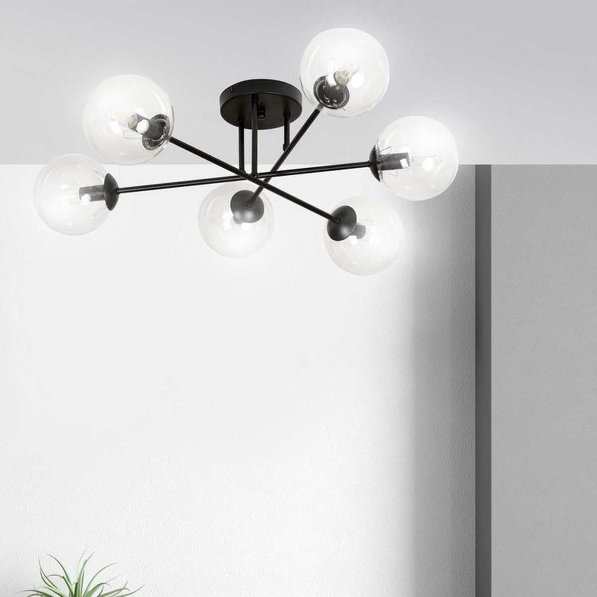 Lampada a Soffitto Brendi, Nero, Acciaio, 75x26x75 cm, EPIKASA