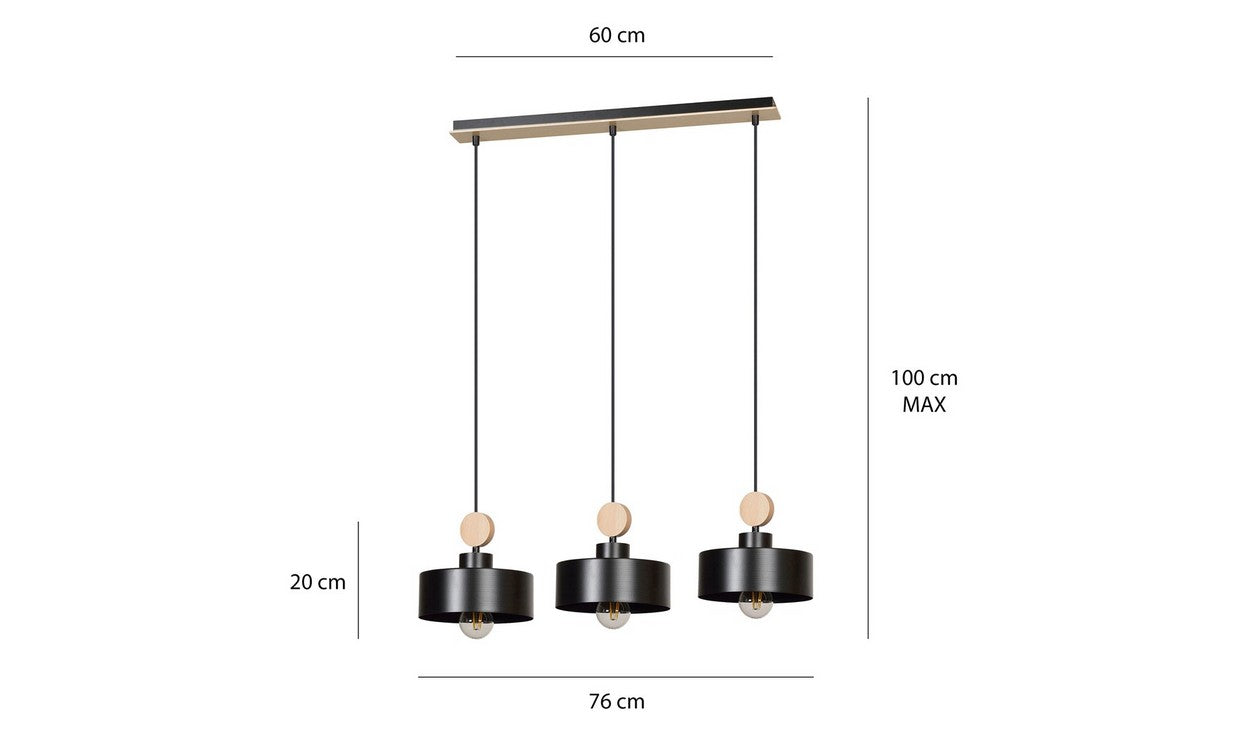 Lampada a Sospensione Tuniso, Nero, Acciaio, 76x100x20 cm, EPIKASA