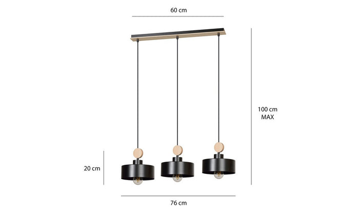 Lampada a Sospensione Tuniso, Nero, Acciaio, 76x100x20 cm, EPIKASA